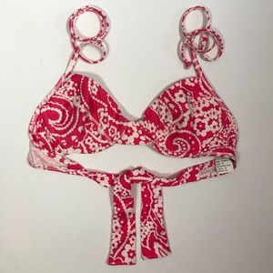 Splendid Pink Floral Seamed Lined Bikini Top